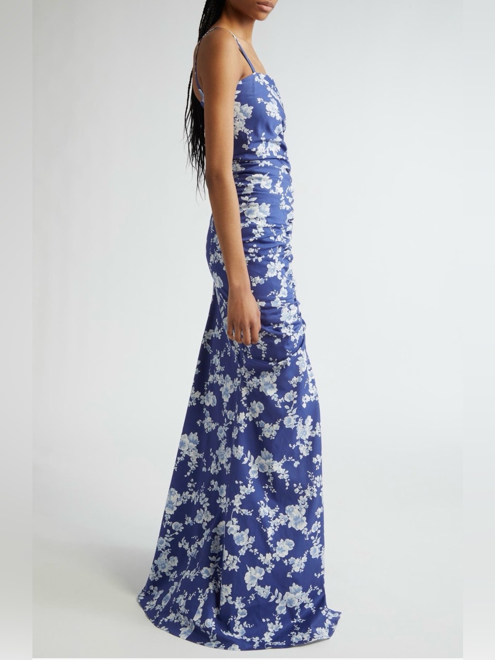 NWT Authentic Carolina Herrera Floral Print Ruched Faille Gown Size 12 - Picture 6 of 12